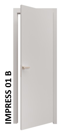 Дверь Impress 01 серый мат (PU)800*2000*40мм +з/ц магнит RB белый*с адаптером на WC