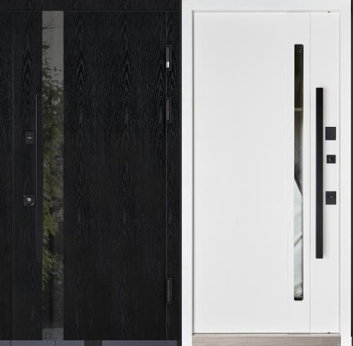 Вуличні вхідні двері Abwehr Carat - 536(Termix) 960x2050(Metal Lampre Black Wood/white) терморозрив
