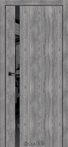 Дверне полотно Leador Express   SIMPLI - LOFT DEKO SLD-03, 700 х 2000, Клен Грей, Чорне скло, Звичайний торець