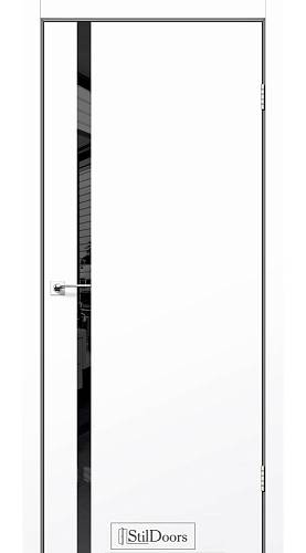 Дверне полотно LOFT GLASS  Stil  ПВХ  Белый Мат 800*2000 черное стекло обычный торец
