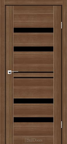 Дверне полотно CUBA StilDoors Iталійський Горіх  (800*2000) ПВХ, скло черное