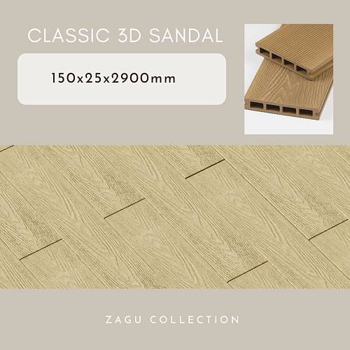 Терасна дошка Zagu Classic 3D Сандал 150х25х2900мм