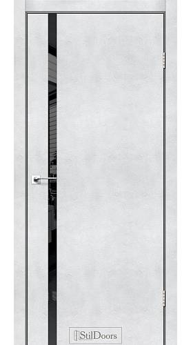 Дверне полотно LOFT GLASS  Stil  ПВХ  Светлый бетон 600*2000 черное стекло обычный торец