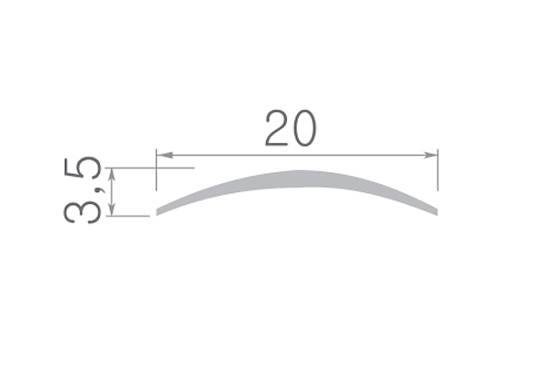 202-01 Порог Омис (20*3,5мм) гладкий серебро (1800мм)