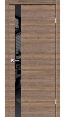Дверь межкомнатная Leador Asti Glass(800*2000) Cерое дерево горизонт Lacоbel чорное стекло /Монблан горизонт (Витрина)