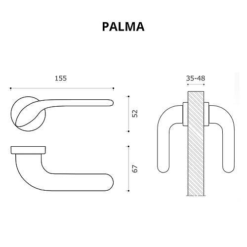 Дверна ручка SYSTEM Palma RO12 AL6 Чорний Матовий
