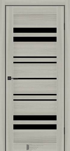 Дверне полотно КДФ Comfort (900 х 2000, Шимо Пекан, Чорне скло)
