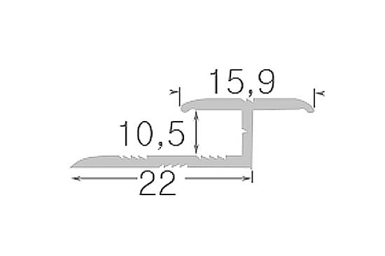 610-01 Поріг Оміс (10,5 * 22мм) стіновий срібло для плитки (2500мм)