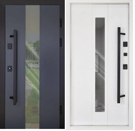 Двері вхідні вуличні Abwer (Котедж Новий) LP-5 Queen 960x2050 Метал Lampre антрацит/Vinorit білий+Терморозрив VSM