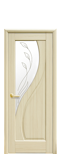 Двері Новий Стиль Пріма ясен (900*2000) ПВХ De Luxe скло з рис. Р2